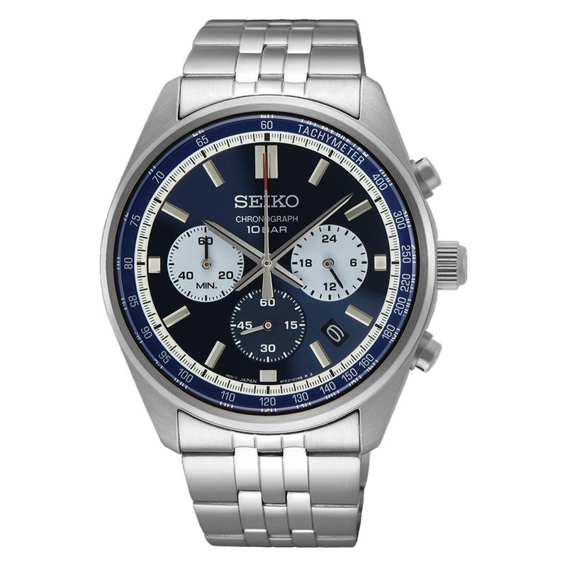 Seiko chronograph 100m white on sale dial